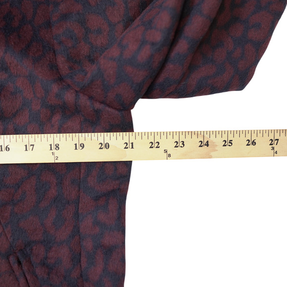 Ann Taylor LOFT Burgundy & Navy Coat Leopard Print High Neck Sz L Feminine EUC - Picture 9 of 12
